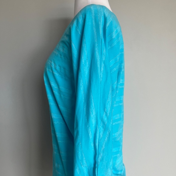 Athleta Blue Shimmer Stripe Dory Dolman Tunic Top‎ - Picture 9 of 12